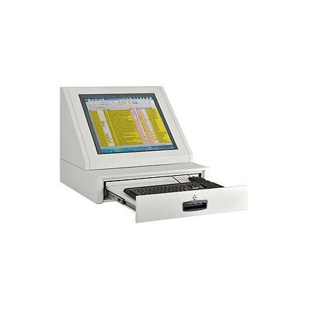 Global Equipment LCD Console Counter Top Security Computer Cabinet, Light Gray 273114GY